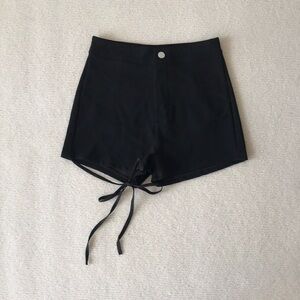 Black High-Waist Tie-Front Women's Shorts